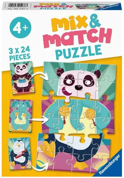 Puzzle Ravensburger 051373 Mix & Match Puzzle Legrační zvieratká 3x24 dielikov