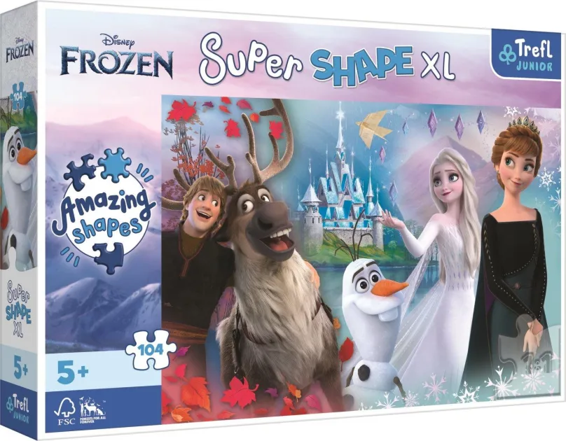 Puzzle Trefl Puzzle Super Shape XL Ľadové kráľovstvo 2: Vo svete Anny a Elsy 104 dielikov