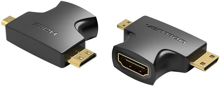 Redukcia Vention 2 in 1 Mini HDMI (M) a Micro HDMI (M) na HDMI (F) Adapter Black
