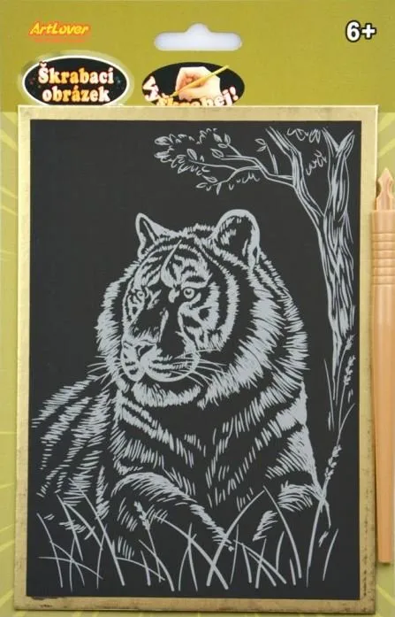 ARTLOVER Zlatý škrabací obrázok - Tiger v tráve
