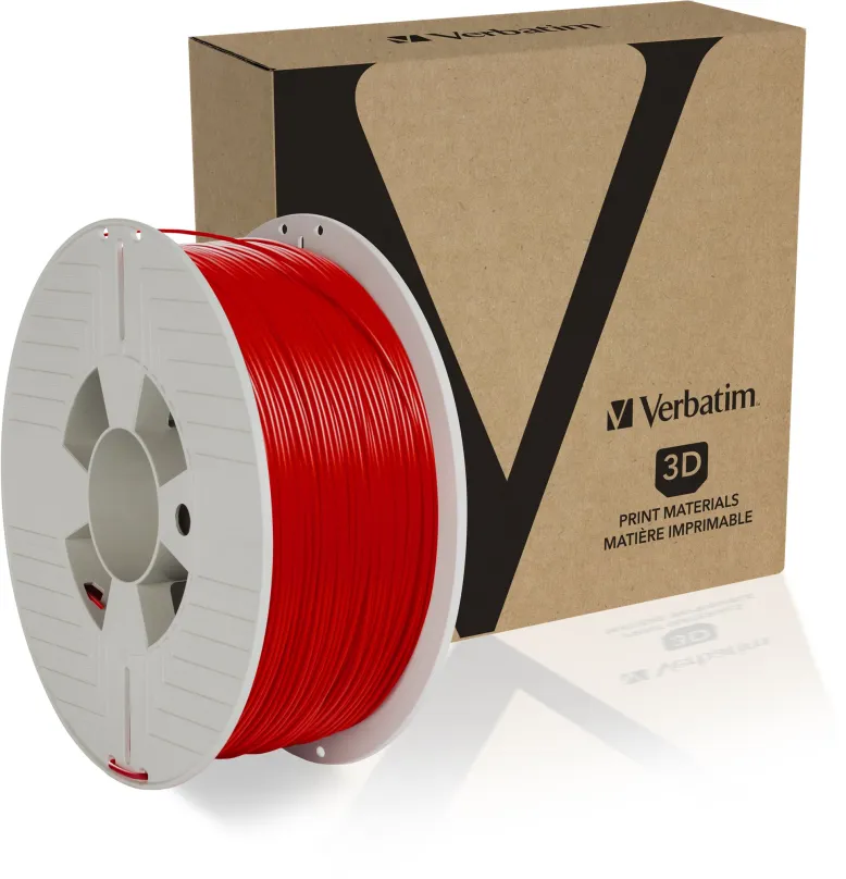 Filament Verbatim PLA 1.75mm 1kg červená, materiál PLA, priemer 1,75 mm s toleranciou 0,05