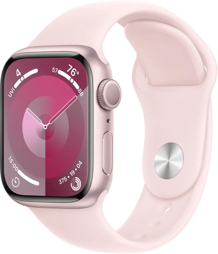 Chytré hodinky Apple Watch Series 9 41mm Ružový hliník so svetlo ružovým športovým remienkom - M/L