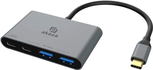 USB Hub AKASA - USB Type-C 4-In-1 Hub/AK-CBCA31-18BK, pripojenie pomocou USB 3.2 Gen 2 (US