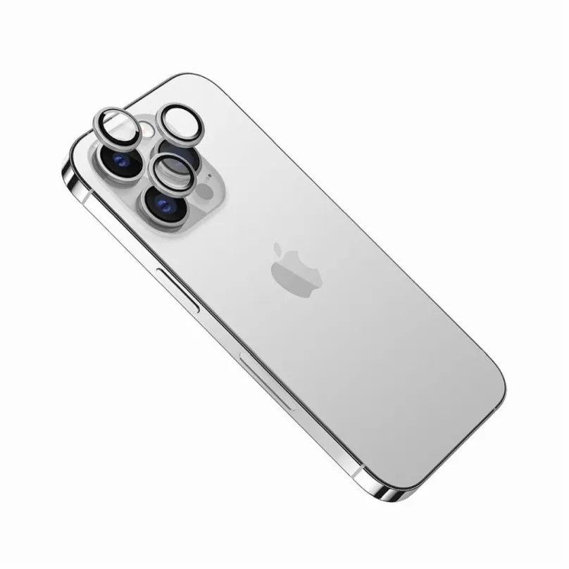 Ochranné sklo FIXED Camera Glass pre Apple iPhone 15 Pro/15 Pro Max strieborná