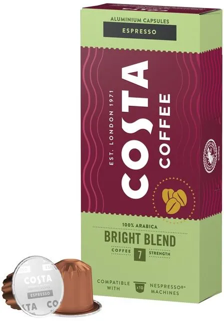 Kávové kapsule Costa Coffee Bright Blend 100% Arabica Espresso 10 kapsúl