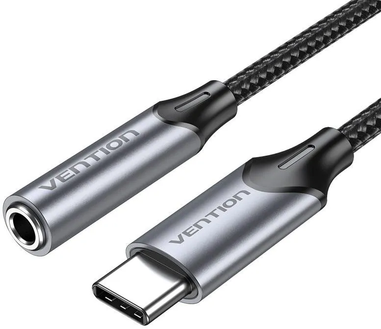 Audio kábel Vention USB-C Malé na 3.5MM Earphone Jack With DAC adaptér 0.1M Gray Aluminum Alloy Type