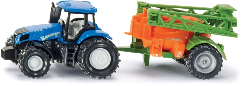 Kovový model Siku Super - traktor s prívesom na rozprašovanie hnojivá