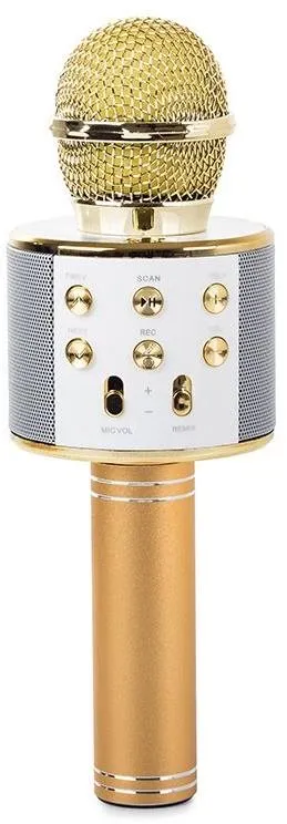 Detský mikrofón Verk 01377 Karaoke Bluetooth mikrofón, 1800mAh, zlatý