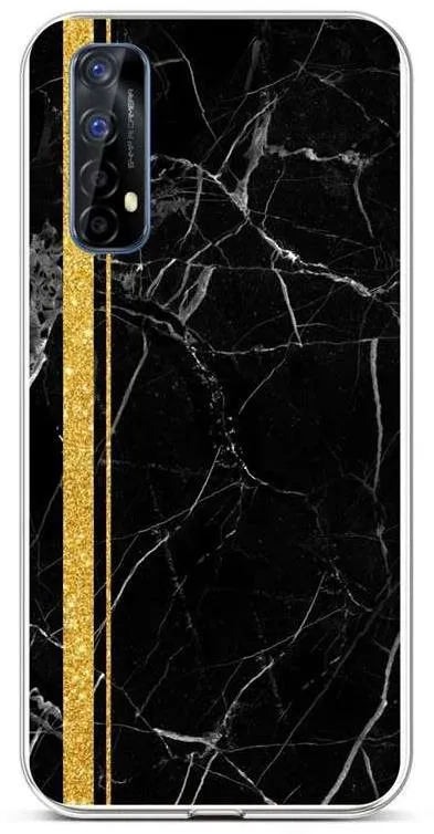 Kryt na mobil TopQ STYLE Realme 7 silikón Mramor čierno-zlatý 58559