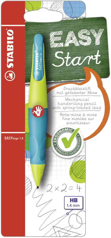Grafitová ceruzka STABILO EASYergo 1.4 R neón limetka/aquamarín modrá