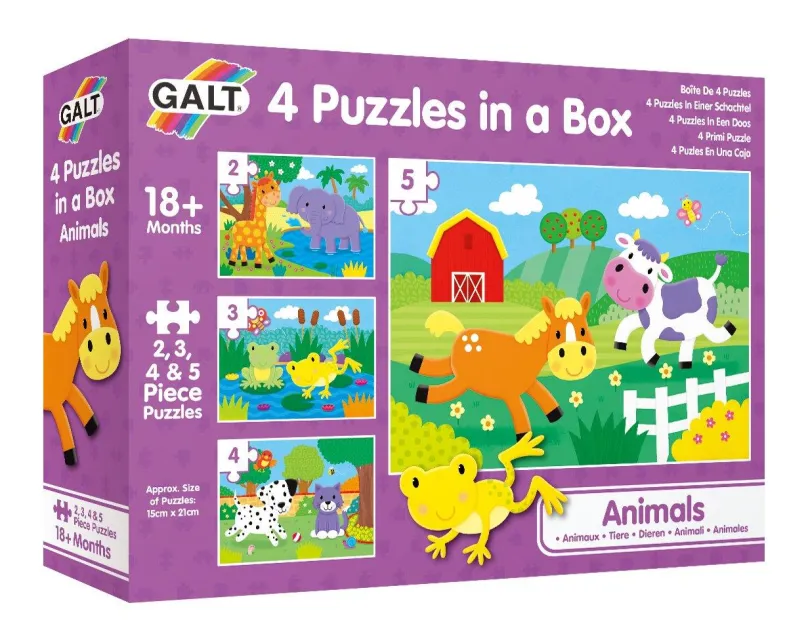 4 Puzzle v krabici - Zvieratká