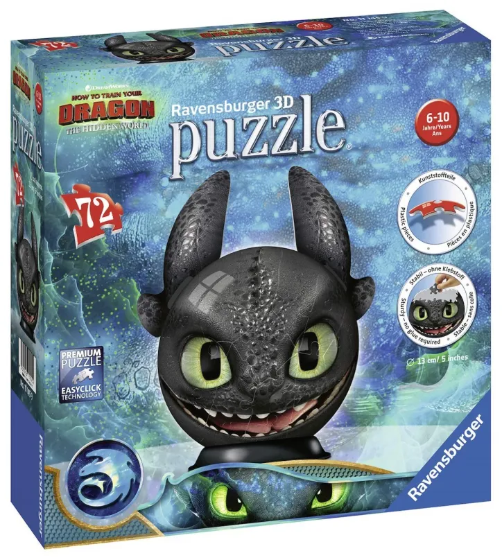 3D puzzle Ravensburger 3D 111459 Puzzle-Ball Ako vycvičiť draka 3: Bezzubka