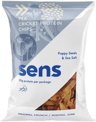 Zdravé chipsy SENS Protein chipsy s cvrččím proteínom 80g, mak a morská soľ