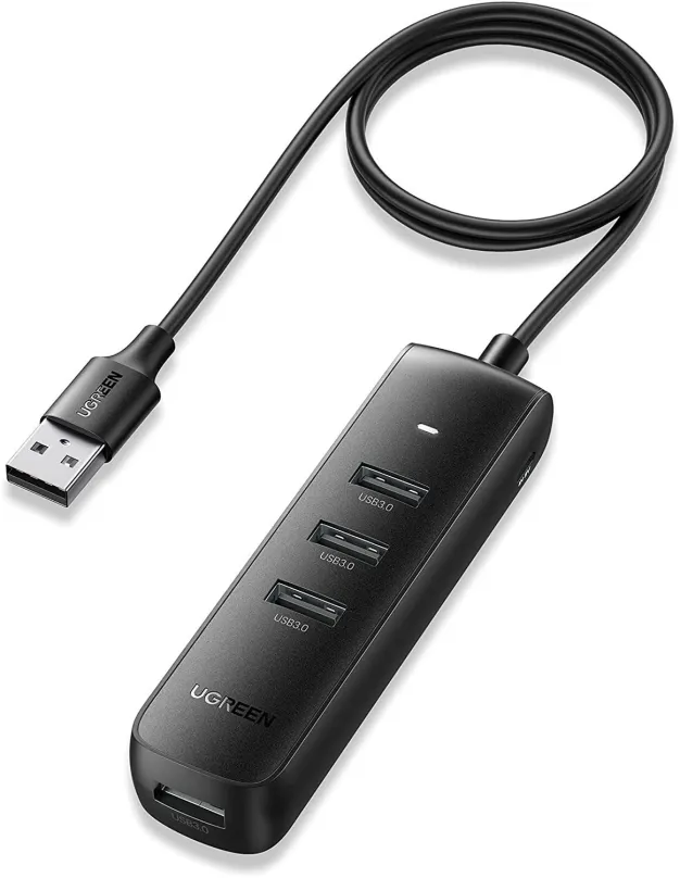 USB Hub UGREEN USB 3.0 4-Port Hub 1m (Black), pripojenie pomocou USB 3.2 Gen 1 (USB 3.0),