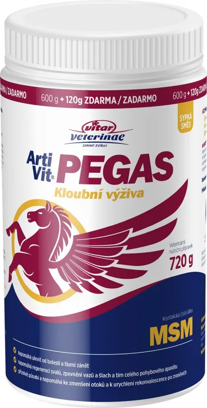 Kĺbová výživa pre kone Vitar Veterinae ArtiVit Pegas MSM - extra čistá látka 99,95% - 720 g