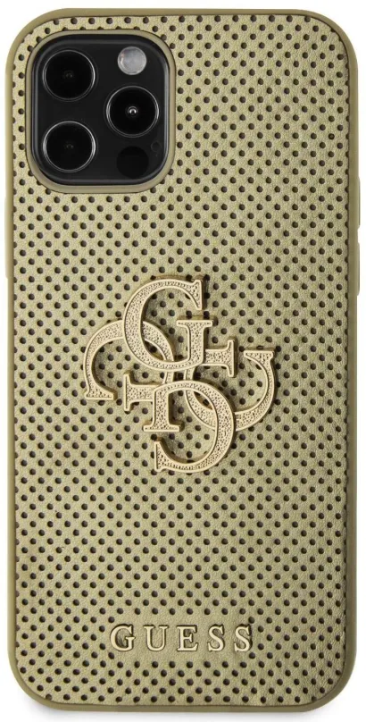 Kryt na mobil Guess PU Perforated 4G Glitter Metal Logo Zadný Kryt pre iPhone 12/12 Pre Gold
