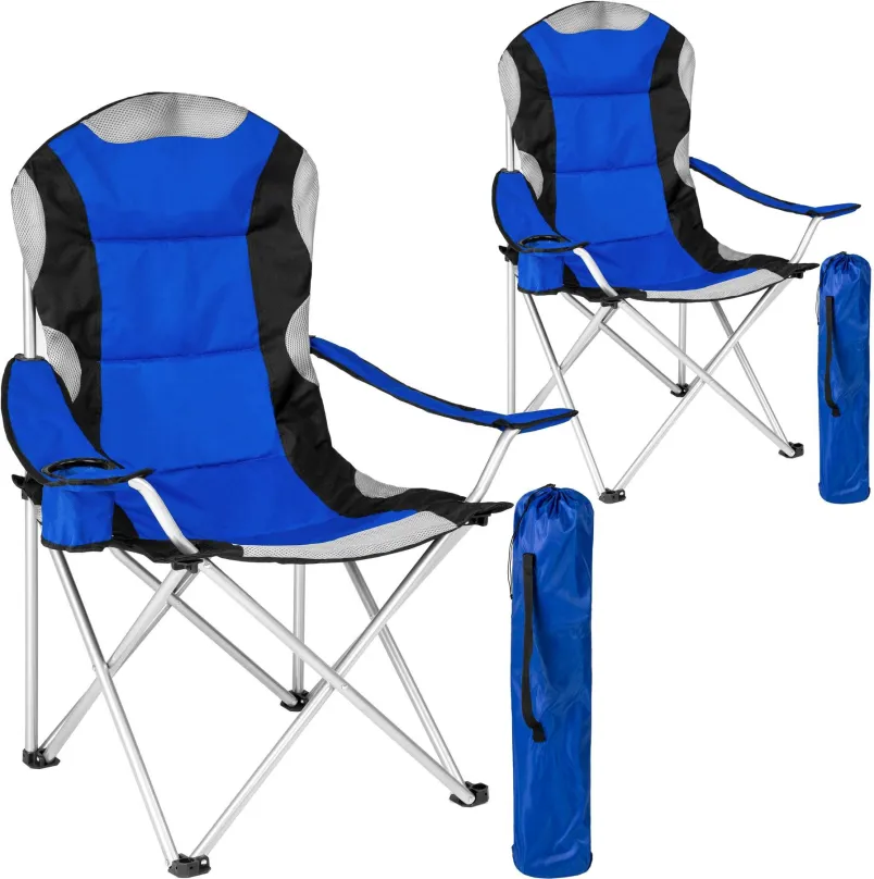 Kempingové kreslo 2 Kempingové stoličky polstrované modré