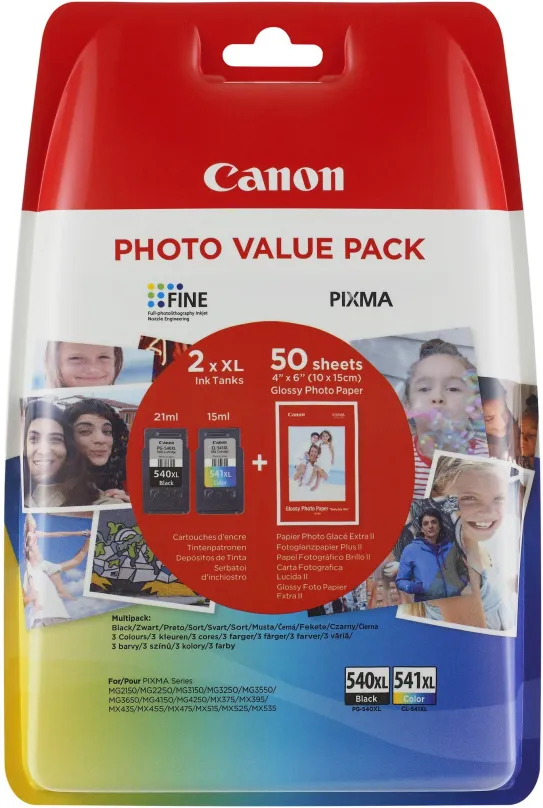 Cartridge Canon PG-540XL + CL-541XL + fotopapier GP-501 Multipack