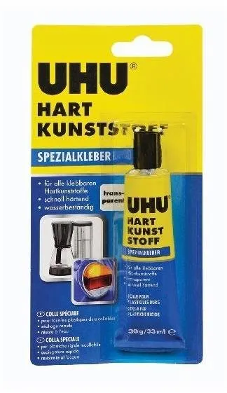 Lepidlo UHU Hart Kunststoff 33 ml/30 g - na tvrdé plasty, univerzálne, zaistí pevný typ s