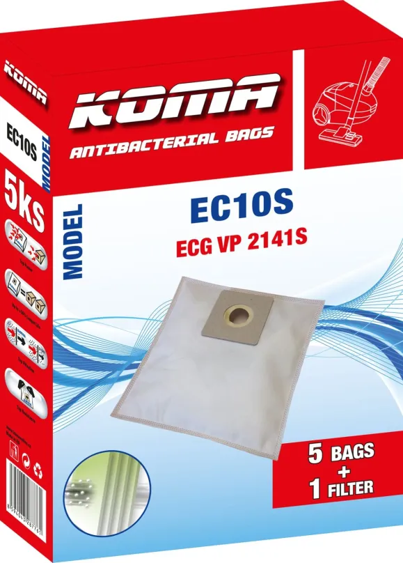 Vrecká do vysávača KOMA EC10S - Vrecká do vysávača ECG VP 2141S, textilné, 5ks