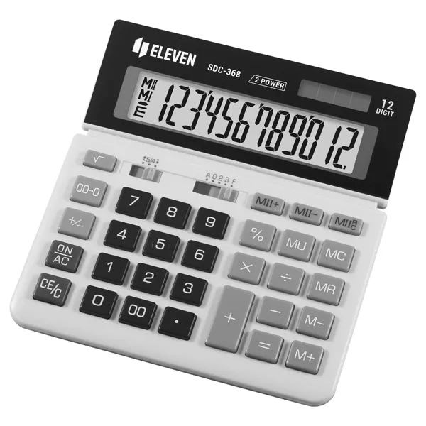 Eleven Kalkulačka SDC368, bielo-čierna, stolná, dvanásťmiestna, duálne napájanie