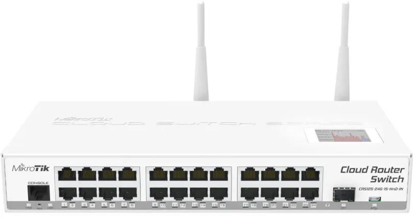 Routerboard Mikrotik CRS125-24G-1S-2HnD-IN, určené pre WiFi 2,4 GHz, WiFi 4, max. rýchlosť