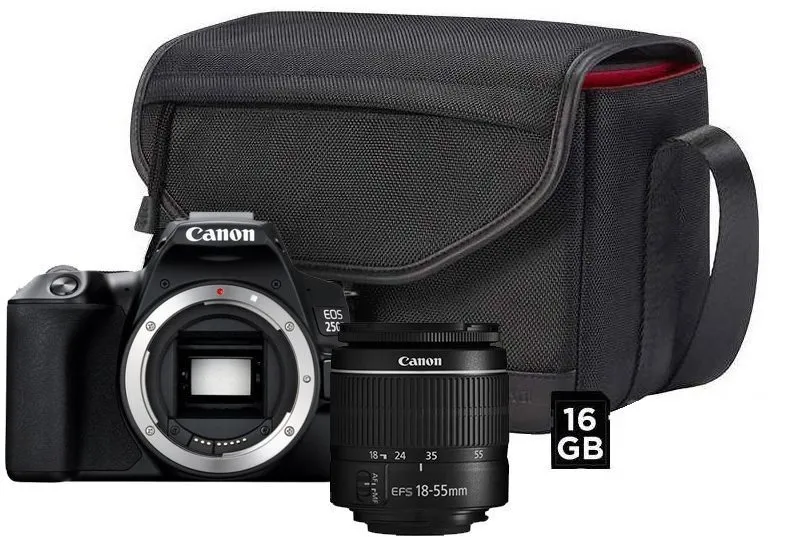 Digitálny fotoaparát Canon EOS 250D čierny + EF-S 18-55 mm f/3,5-5,6 DC III Value Up Kit