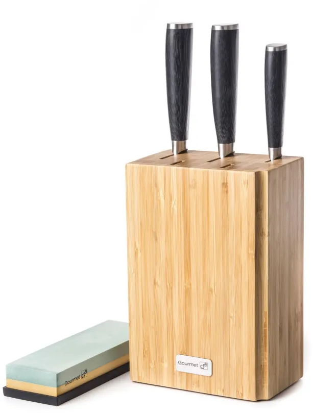 Súprava nožov G21 Damascus Premium v bambusovom bloku 3 ks + brúsny kameň