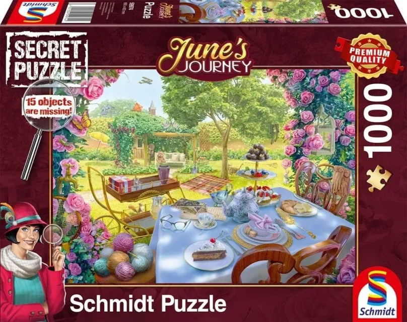 SCHMIDT Secret puzzle June's Journey: Čaj v záhrade 1000 dielikov