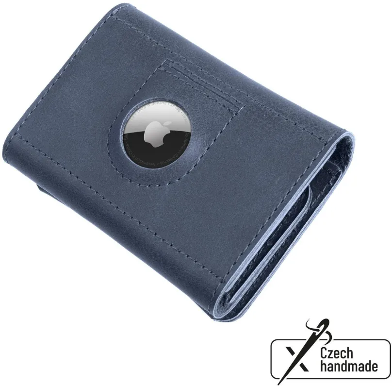 Peňaženka FIXED Tripple Wallet for AirTag z pravej hovädzej kože modrá