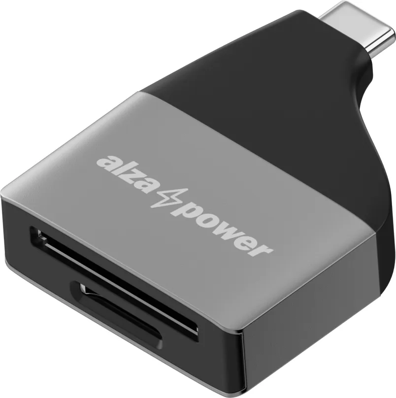 Čítačka kariet AlzaPower USB-C 3.0 Metal Memory Card Reader strieborná