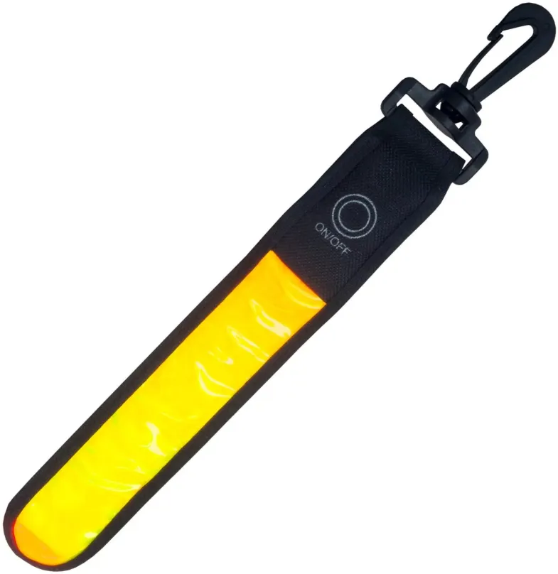 Reflexný prvok Reflexná páska + LED PL-1P02, so zapínaním na karabínku, žltá