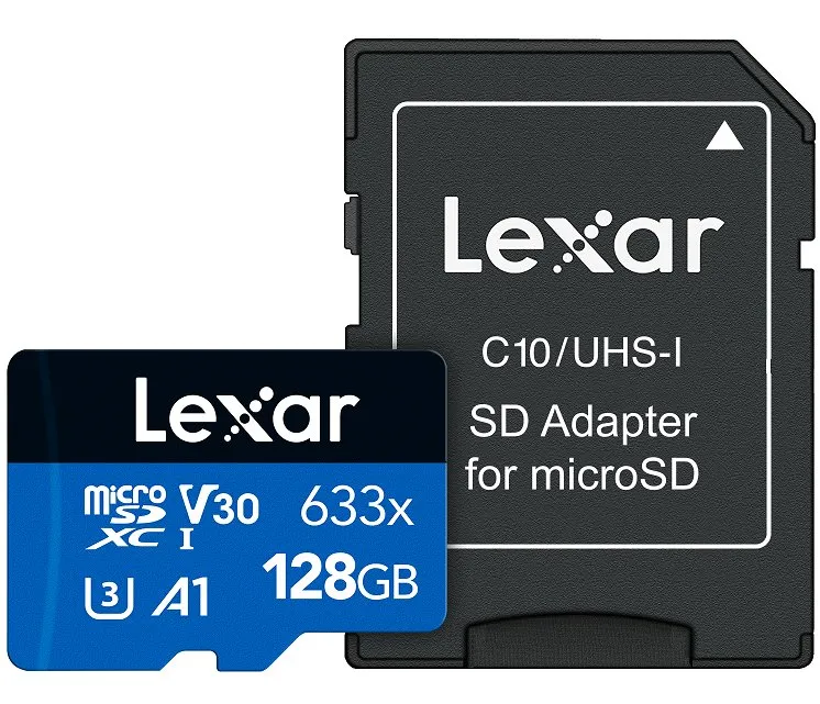 Lexar pamäťová karta 128GB High-Performance 633x microSDXC™ UHS-I (čítanie/zápis: 100/45MB/s) C10 A1 V30 U + adaptér