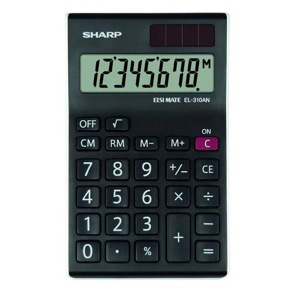 Sharp Kalkulačka EL-310ANWH, čierno-biela, stolná, osemmiestna