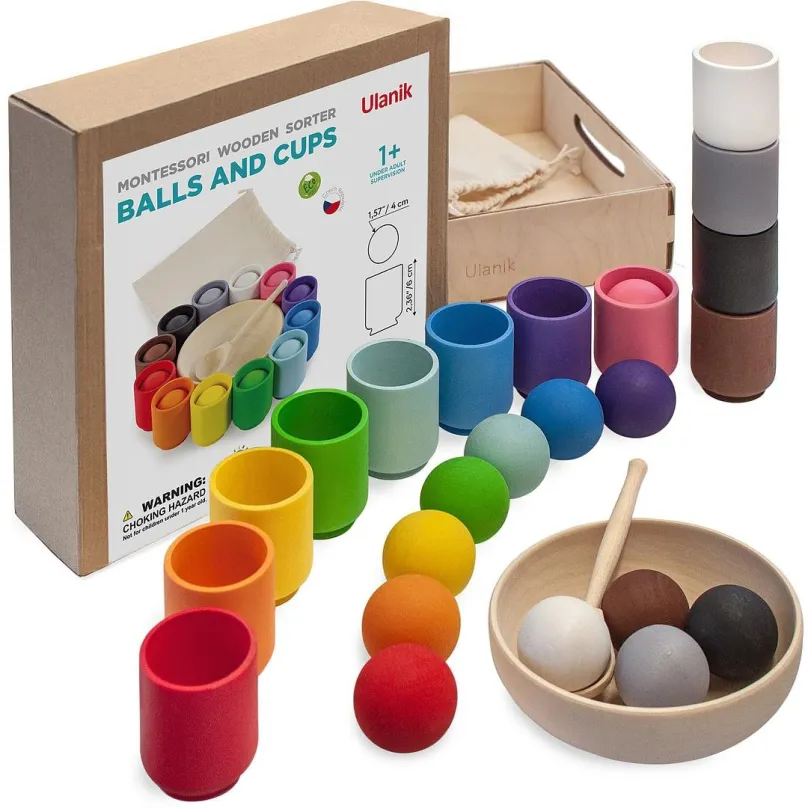 Vzdelávacia sada Ulanik Montessori Balls and Cups pre najmenších