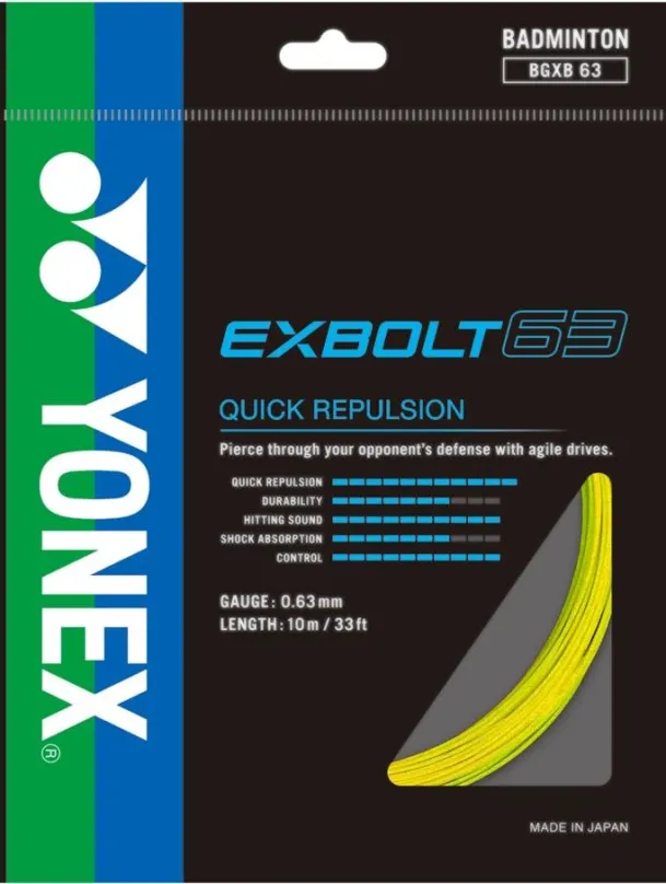 Bedmintonový výplet Yonex EXBOLT 63, 0,63mm, 10m, YELLOW