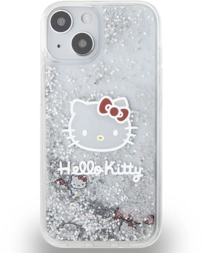 Kryt pre mobil Hello Kitty Liquid Glitter Electroplating Head Logo Zadný Kryt pre iPhone 13 Transparent
