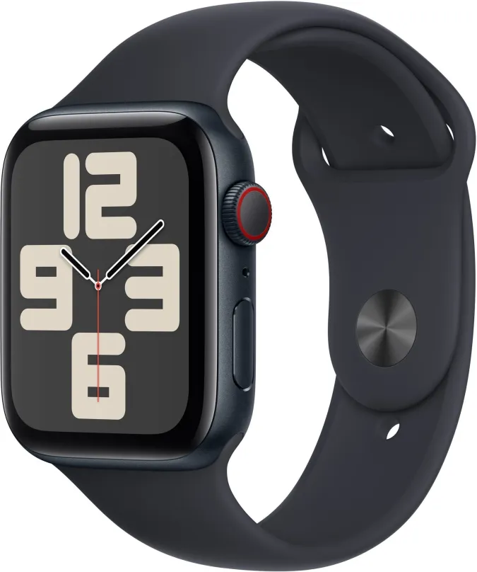 Chytré hodinky Apple Watch SE Cellular 44mm Temne atramentový hliník s temne atramentovým športovým remienkom - M/L