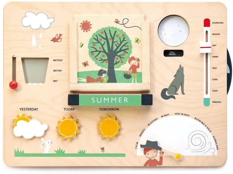 Didaktická hračka Tender Leaf Drevený edukatívny panel počasia Weather Watch