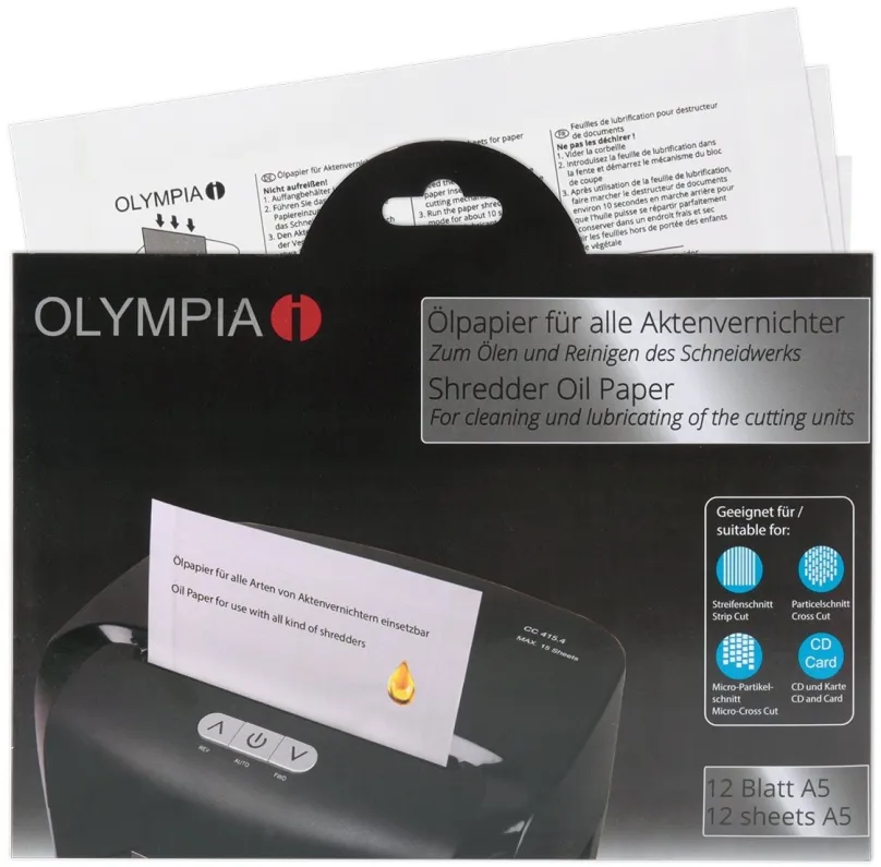Olejový papier OLYMPIA Olejové obálky pre skartovače - balenie 12 ks