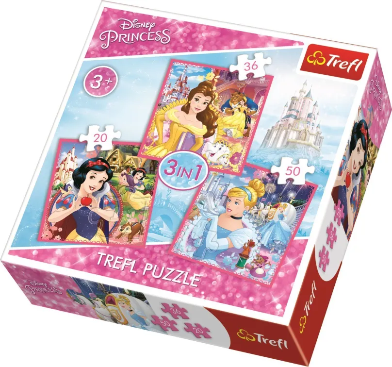 Puzzle Trefl Puzzle Disney princezné: Čarovný svet 3v1 (20,36,50 dielikov)