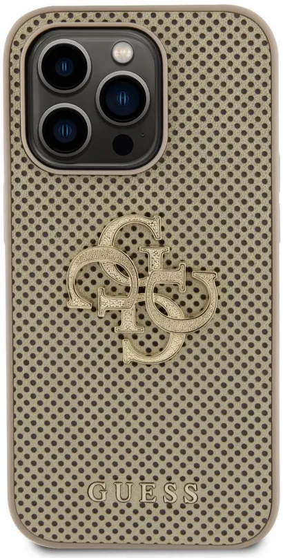 Kryt na mobil Guess PU Perforated 4G Glitter Metal Logo Zadný Kryt pre iPhone 14 Pro Max Gold