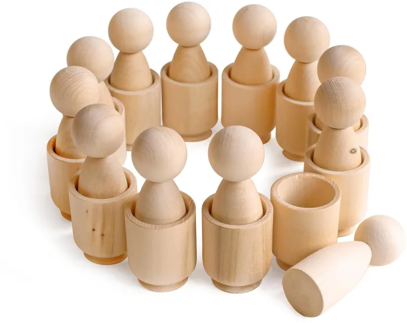 Vzdelávacia sada Ulanik Montessori drevená hračka "Peg Dolls in Cups"