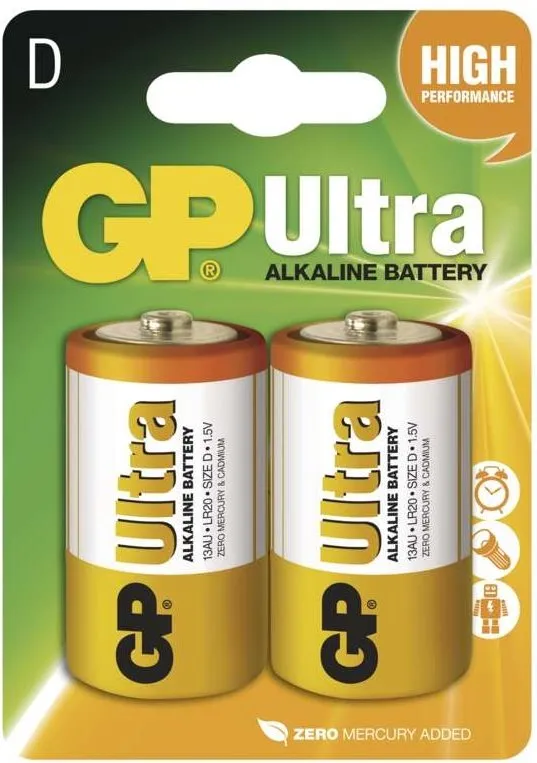 Jednorazová batérie GP Ultra Alkaline LR20 (D) 2ks v blistri