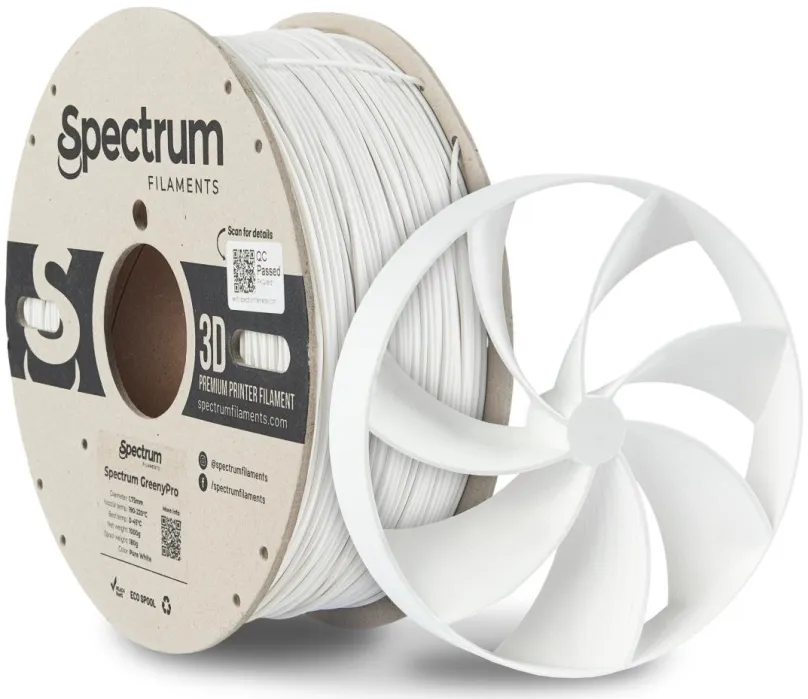 Filament Filament Spectrum GreenyPro 1.75mm Pure White 1kg, materiál PLA s trblietkami (Tw
