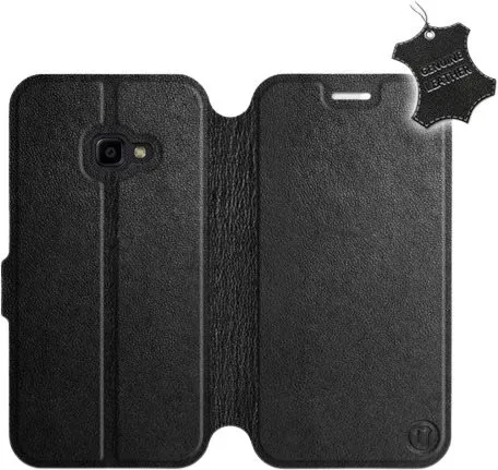 Kryt na mobil Flip púzdro na mobil Samsung Xcover 4 - Čierne - kožené - Black Leather