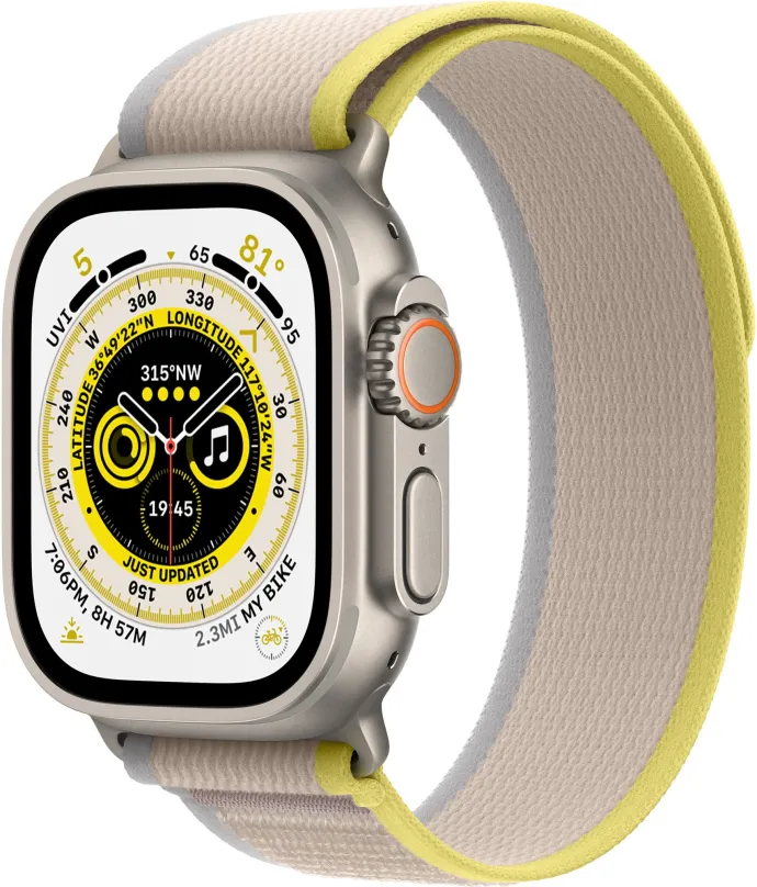 Chytré hodinky Apple Watch Ultra 49mm titánové púzdro so žlto-béžovým trailovým ťahom - M/L