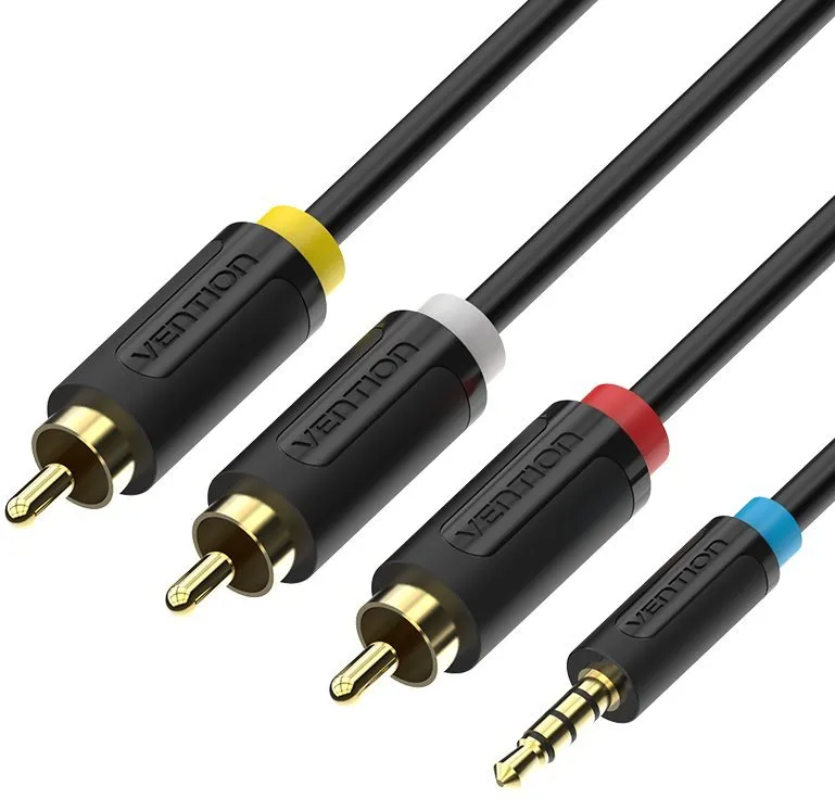 Audio kábel Vention 2.5mm Male to 3x RCA Male AV Cable 1.5M Black