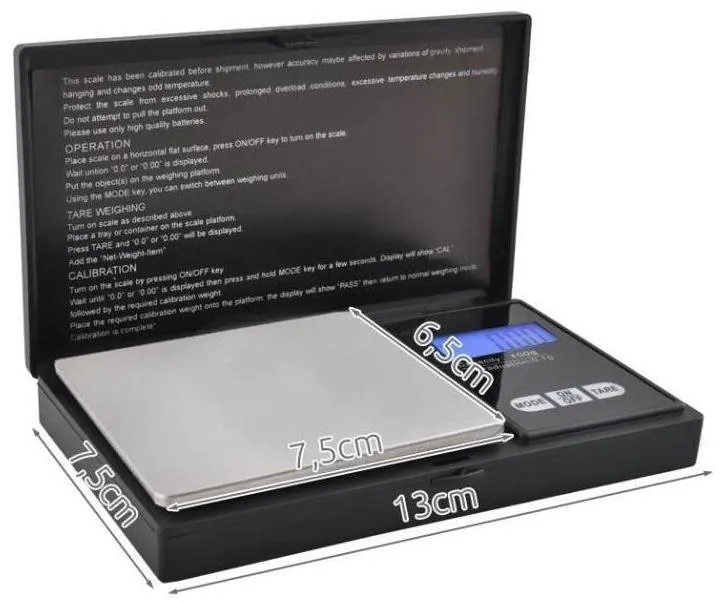 Kuchynská váha ISO 2612 Vrecková digitálna váha Professional 500 0,1g