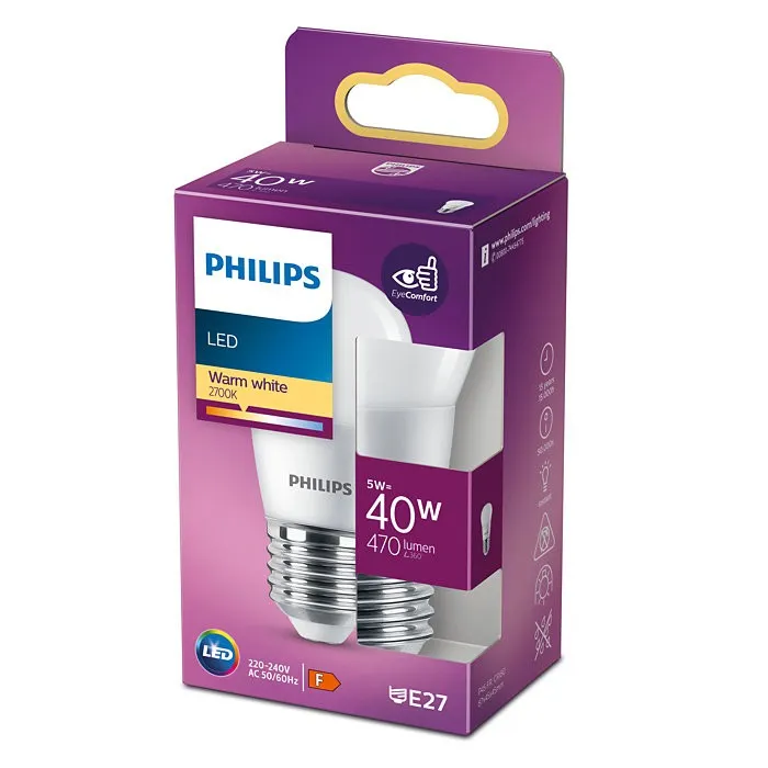 Philips 8719514309401 LED žiarovka 5W/40W | E27 | 470lm | 2700K | P45
